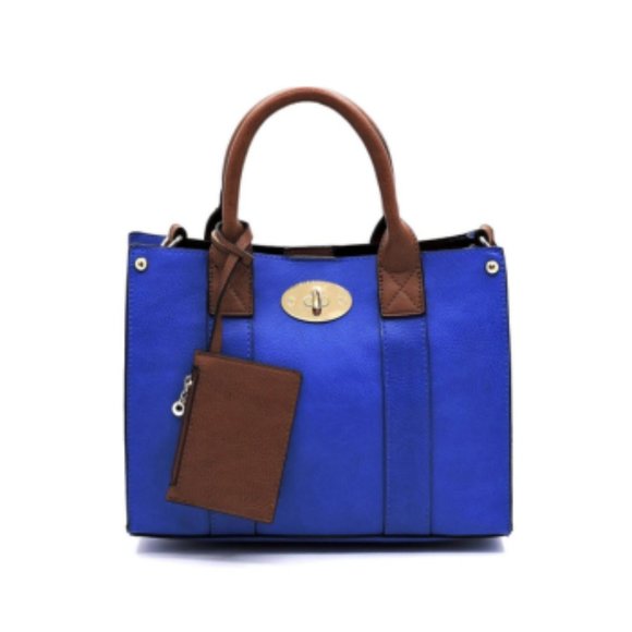 Royal Blue Satchel Handbag Top Handle Purses Shoulder Bag for Women - Picture 2 of 4